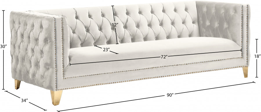 Michelle Cream Velvet Sofa - 652Cream-S - Vega Furniture