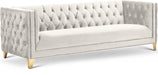 Michelle Cream Velvet Sofa - 652Cream-S - Vega Furniture