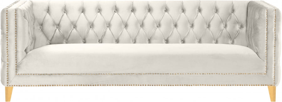 Michelle Cream Velvet Sofa - 652Cream-S - Vega Furniture