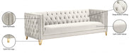 Michelle Cream Velvet Sofa - 652Cream-S - Vega Furniture