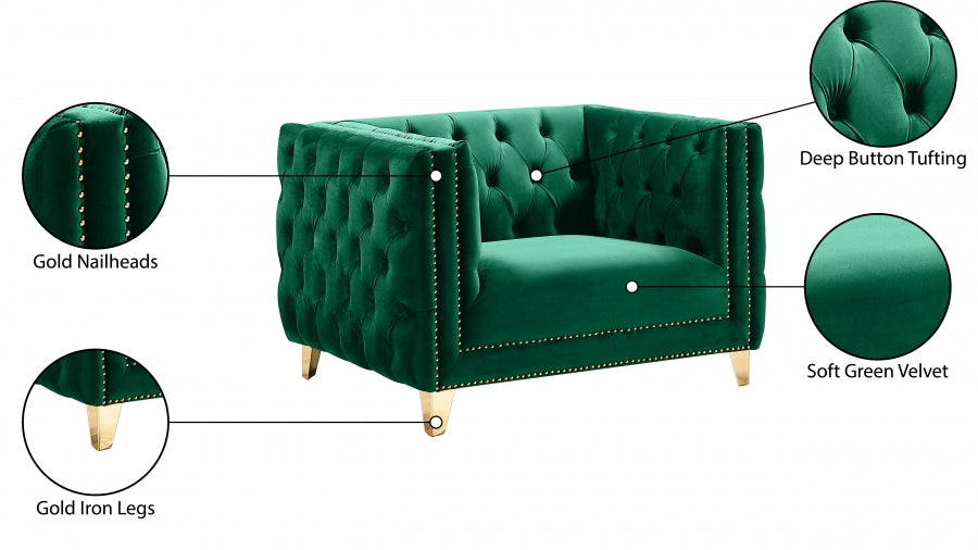 Michelle Green Velvet Chair - 652Green-C - Vega Furniture