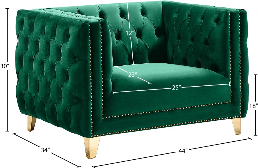 Michelle Green Velvet Chair - 652Green-C - Vega Furniture