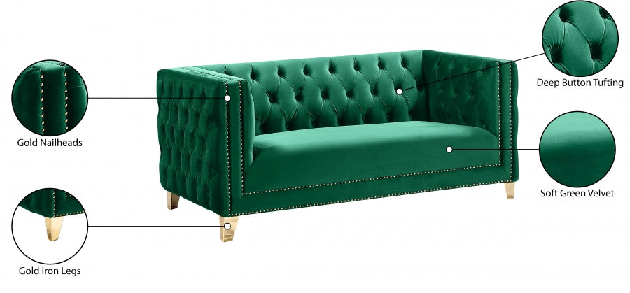 Michelle Green Velvet Loveseat - 652Green-L - Vega Furniture