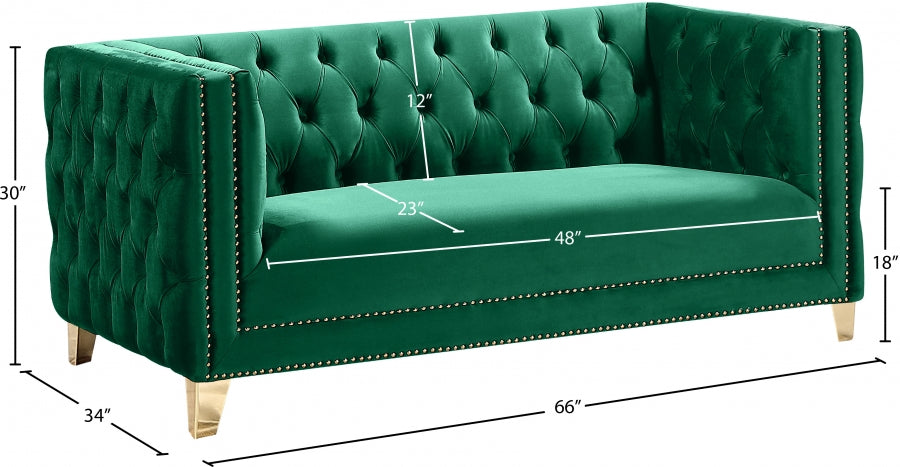 Michelle Green Velvet Loveseat - 652Green-L - Vega Furniture