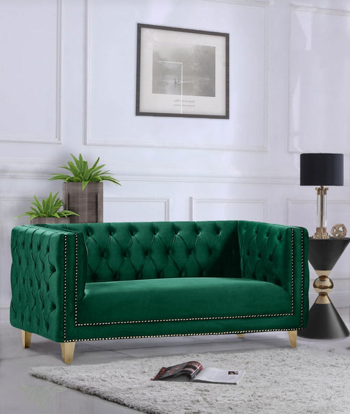 Michelle Green Velvet Loveseat - 652Green-L - Vega Furniture