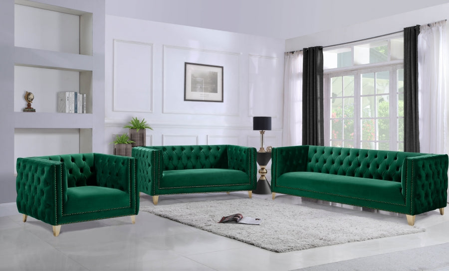 Michelle Green Velvet Loveseat - 652Green-L - Vega Furniture