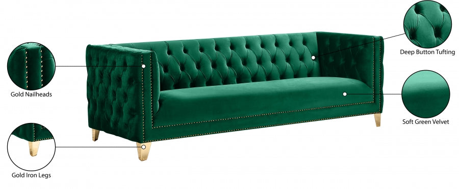 Michelle Green Velvet Sofa - 652Green-S - Vega Furniture