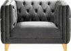 Michelle Grey Velvet Chair - 652Grey-C - Vega Furniture