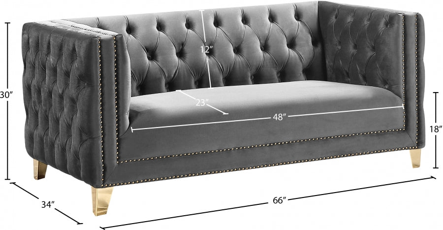 Michelle Grey Velvet Loveseat - 652Grey-L - Vega Furniture