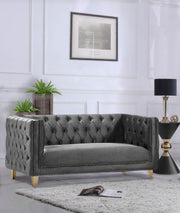 Michelle Grey Velvet Loveseat - 652Grey-L - Vega Furniture