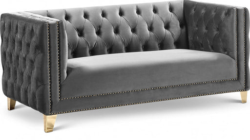 Michelle Grey Velvet Loveseat - 652Grey-L - Vega Furniture