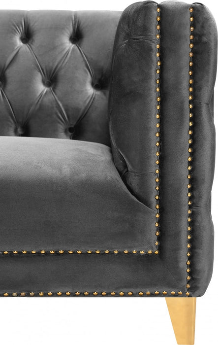 Michelle Grey Velvet Loveseat - 652Grey-L - Vega Furniture