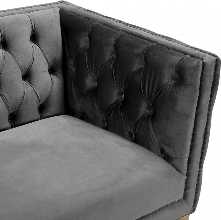 Michelle Grey Velvet Loveseat - 652Grey-L - Vega Furniture