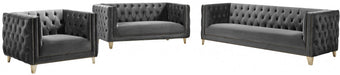 Michelle Grey Velvet Loveseat - 652Grey-L - Vega Furniture