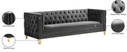 Michelle Grey Velvet Sofa - 652Grey-S - Vega Furniture