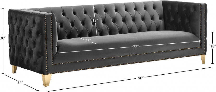 Michelle Grey Velvet Sofa - 652Grey-S - Vega Furniture