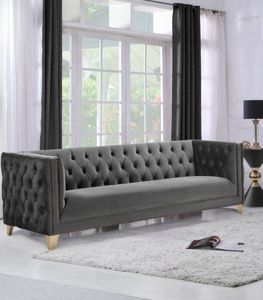 Michelle Grey Velvet Sofa - 652Grey-S - Vega Furniture