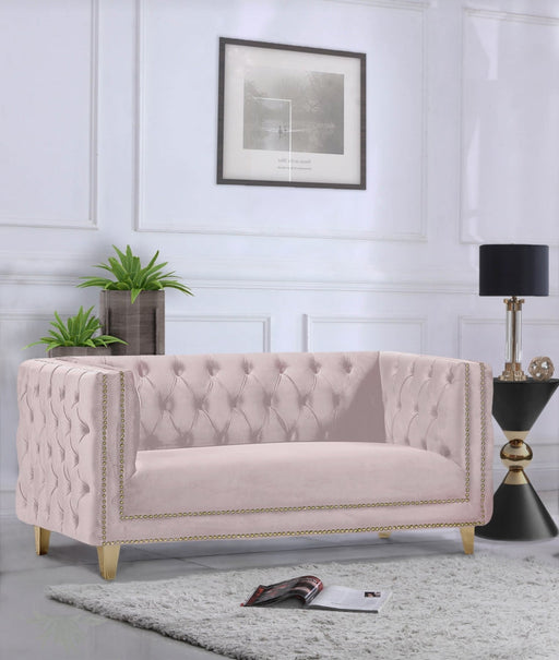 Michelle Pink Velvet Loveseat - 652Pink-L - Vega Furniture