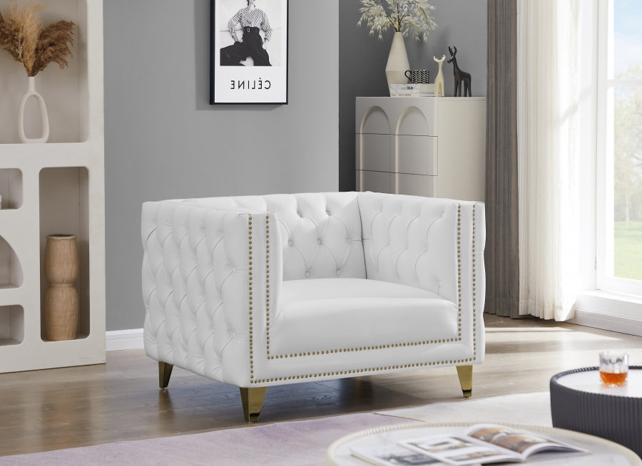 Michelle White Faux Leather Chair - 651White-C - Vega Furniture