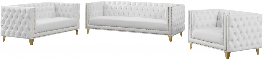 Michelle White Faux Leather Loveseat - 651White-L - Vega Furniture