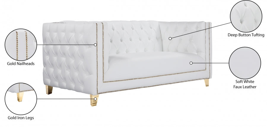 Michelle White Faux Leather Loveseat - 651White-L - Vega Furniture