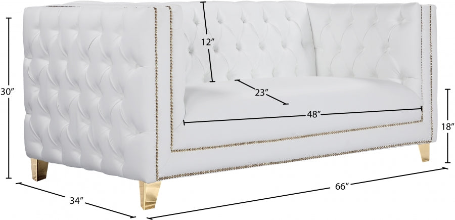 Michelle White Faux Leather Loveseat - 651White-L - Vega Furniture