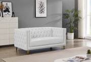 Michelle White Faux Leather Loveseat - 651White-L - Vega Furniture