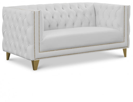 Michelle White Faux Leather Loveseat - 651White-L - Vega Furniture