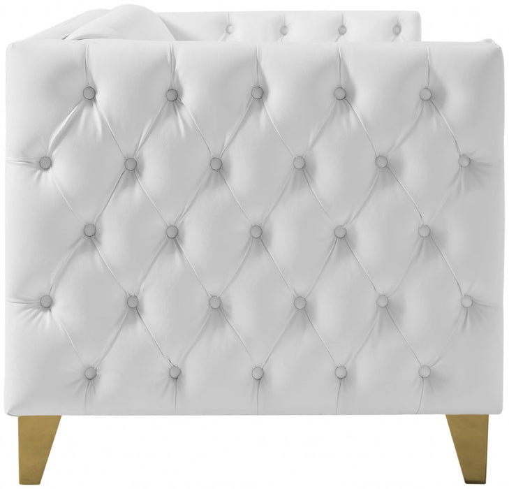 Michelle White Faux Leather Loveseat - 651White-L - Vega Furniture