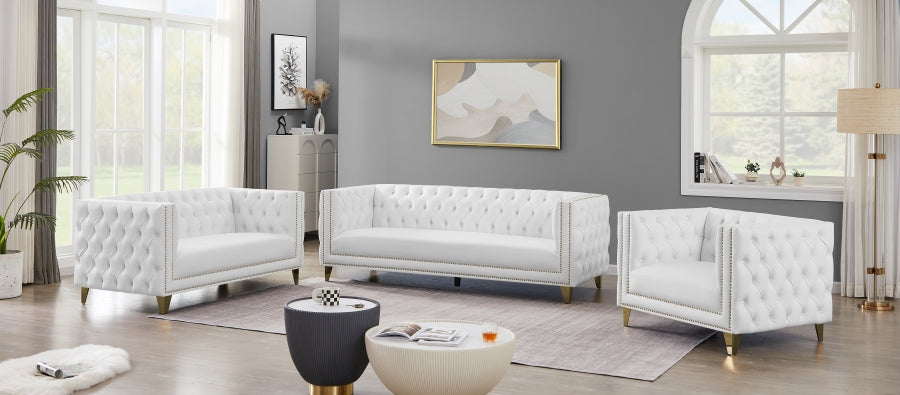 Michelle White Faux Leather Sofa - 651White-S - Vega Furniture