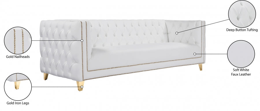 Michelle White Faux Leather Sofa - 651White-S - Vega Furniture