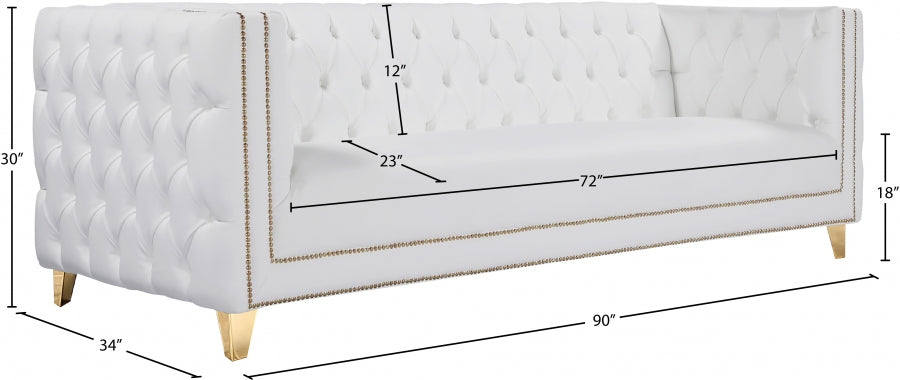 Michelle White Faux Leather Sofa - 651White-S - Vega Furniture