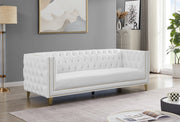 Michelle White Faux Leather Sofa - 651White-S - Vega Furniture
