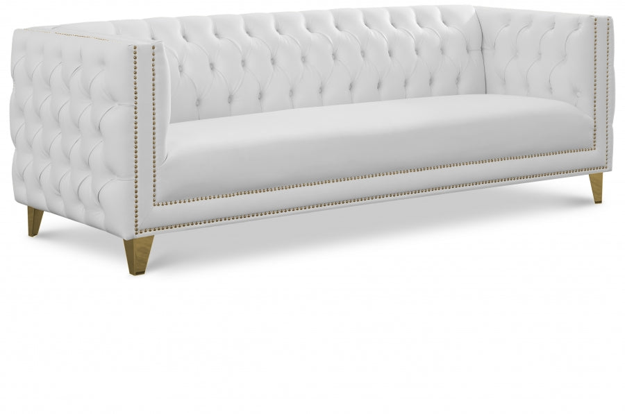 Michelle White Faux Leather Sofa - 651White-S - Vega Furniture