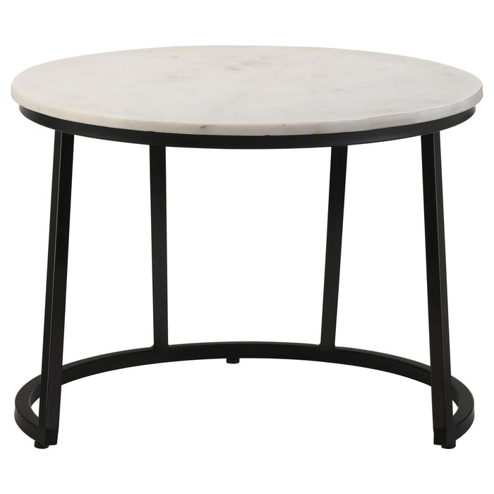 Miguel White/Black Marble Top Round Accent Table - 931227 - Vega Furniture