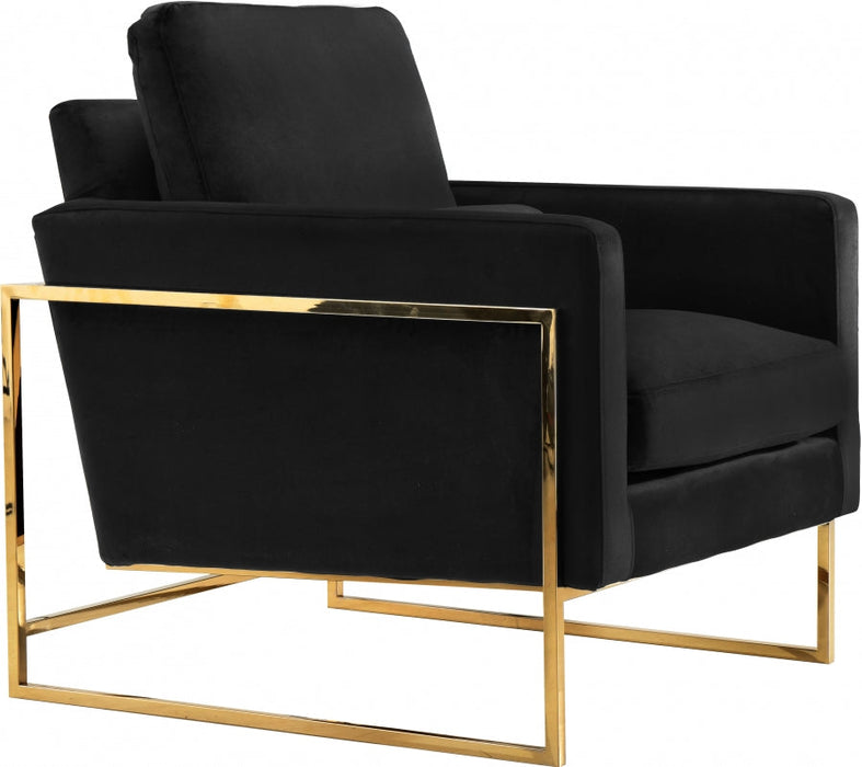 Mila Black Velvet Chair - 678Black-C - Vega Furniture