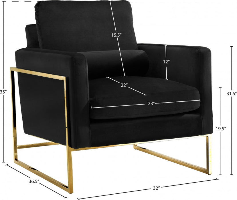 Mila Black Velvet Chair - 678Black-C - Vega Furniture