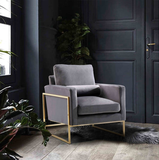 Mila Grey Velvet Chair - 678Grey-C - Vega Furniture