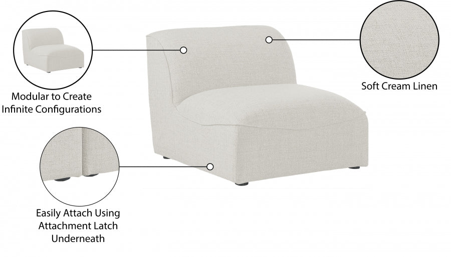 Miramar Cream Modular Armless Chair - 683Cream-Armless - Vega Furniture