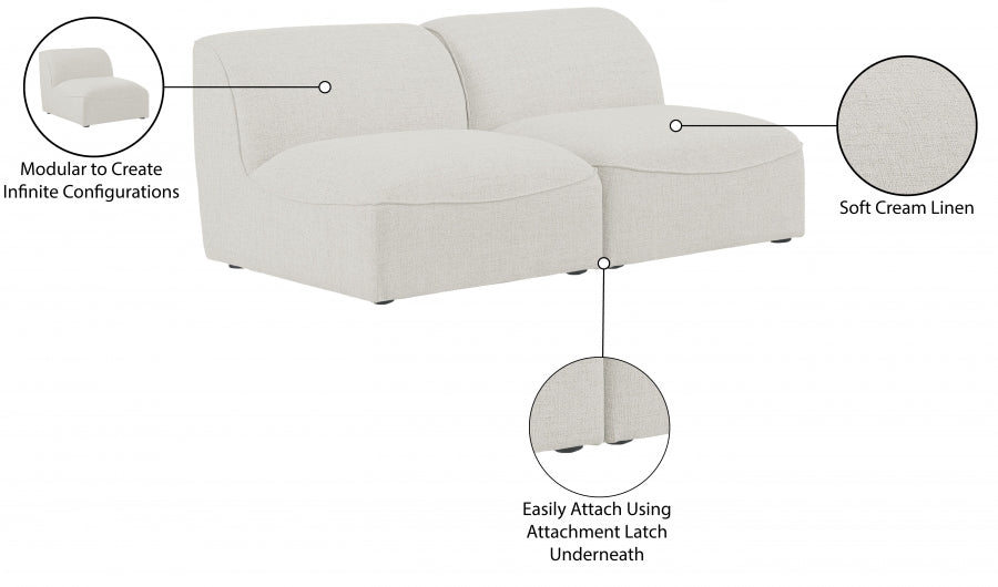 Miramar Cream Modular Loveseat - 683Cream-S66 - Vega Furniture