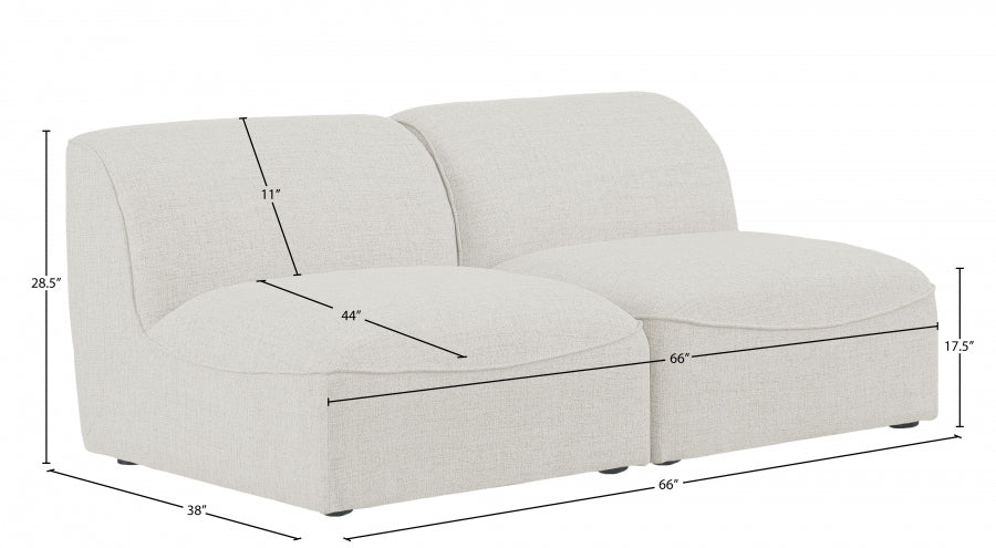 Miramar Cream Modular Loveseat - 683Cream-S66 - Vega Furniture