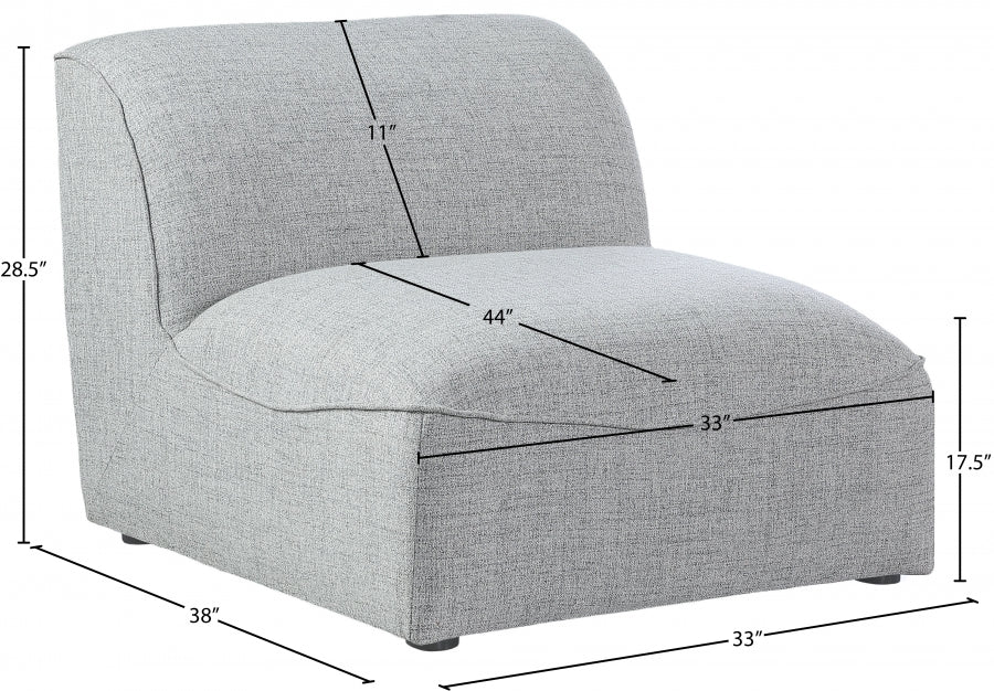 Miramar Grey Modular Armless Chair - 683Grey-Armless - Vega Furniture