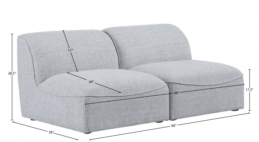 Miramar Grey Modular Loveseat - 683Grey-S66 - Vega Furniture