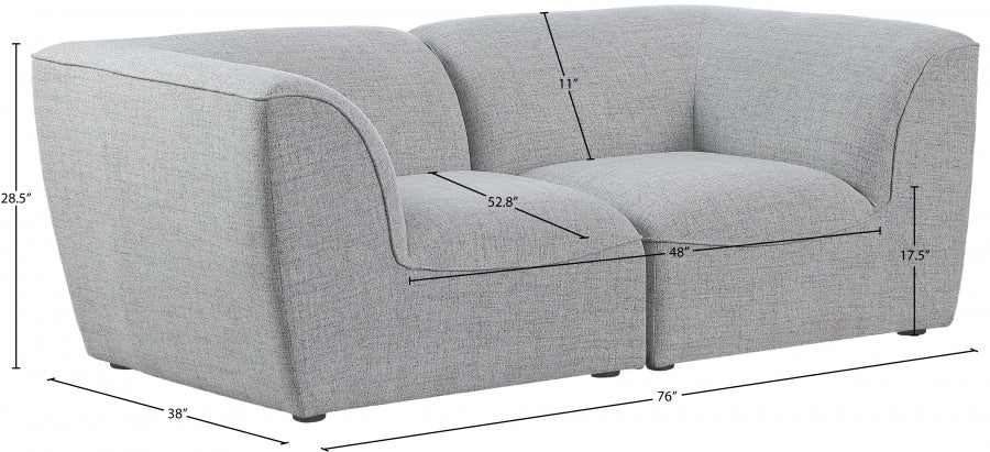 Miramar Grey Modular Loveseat - 683Grey-S76 - Vega Furniture