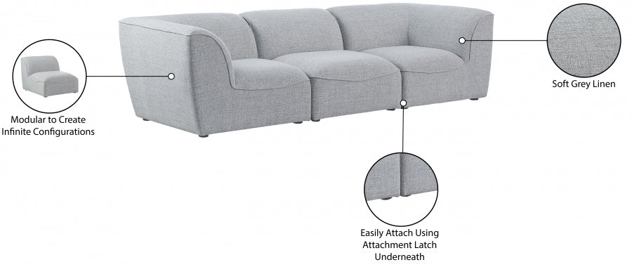 Miramar Grey Modular Sofa - 683Grey-S109 - Vega Furniture