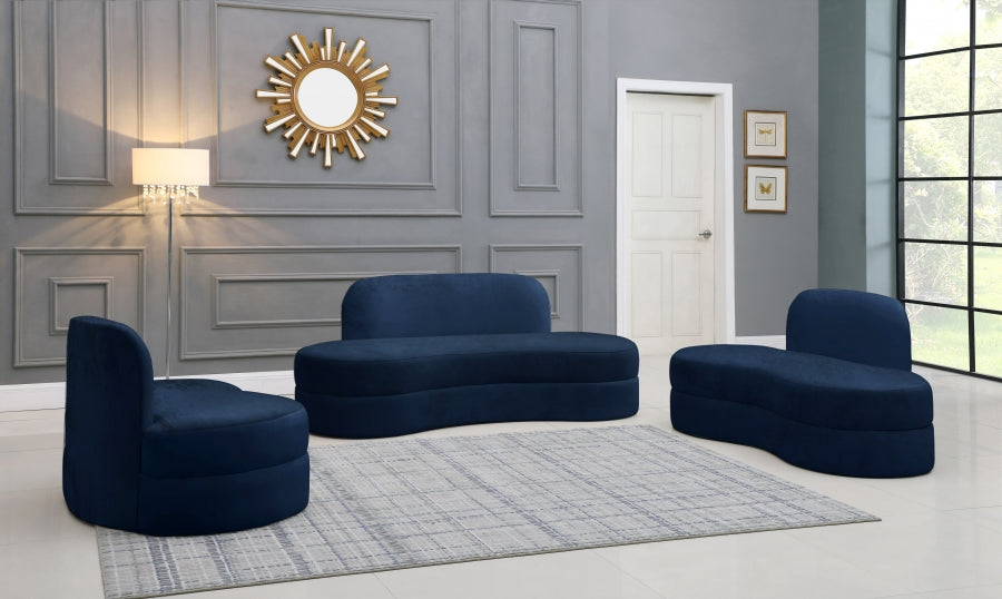 Mitzy Blue Velvet Sofa - 606Navy-S - Vega Furniture