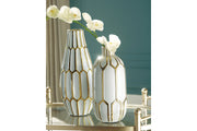 Mohsen Gold Finish/White Vase, Set of 2 - A2000135 - Vega Furniture