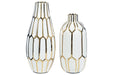 Mohsen Gold Finish/White Vase, Set of 2 - A2000135 - Vega Furniture