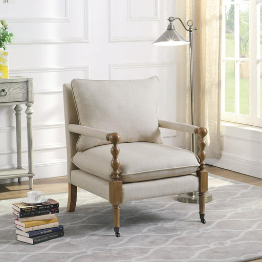 Monaghan Beige Upholstered Accent Chair with Casters - 903058 - Vega Furniture