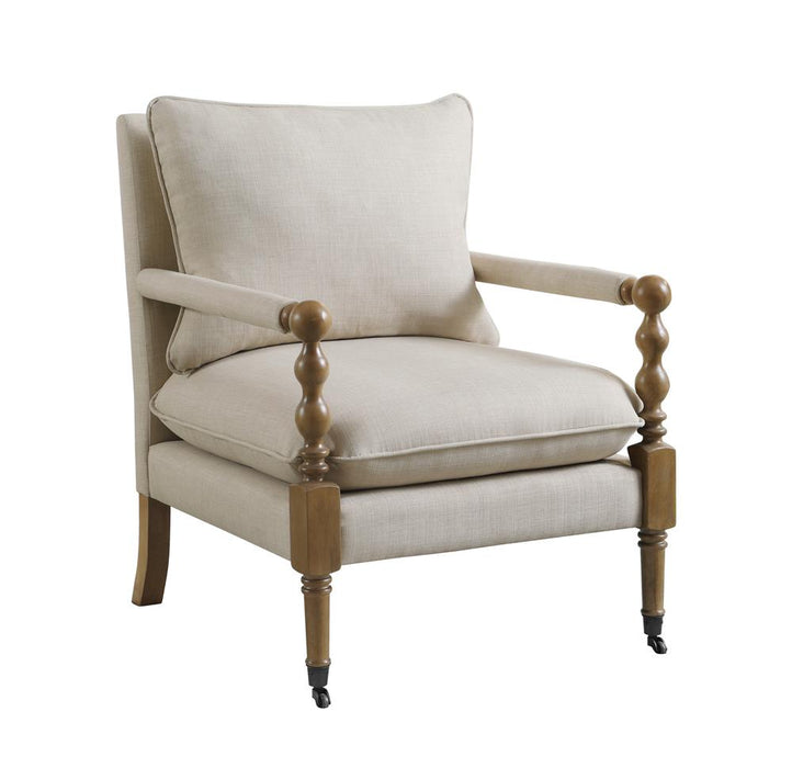 Monaghan Beige Upholstered Accent Chair with Casters - 903058 - Vega Furniture